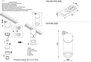 Светильник однофазный Crystal Lux CLT 0.31 030 WH