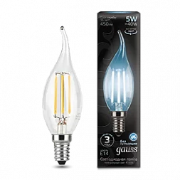 Лампа Gauss Filament Свеча на ветру 5W 450lm 4100К Е14 LED 1/10/50