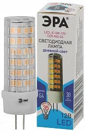 Лампочка светодиодная ЭРА STD LED JC-5W-12V-CER-840-G4 G4 5Вт керамика капсула нейтральный белый свет