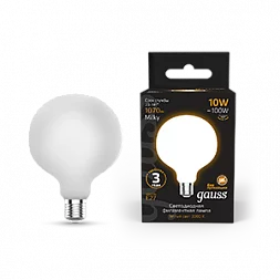 Лампа Gauss Filament G95 10W 1070lm 3000К Е27 milky LED 1/20