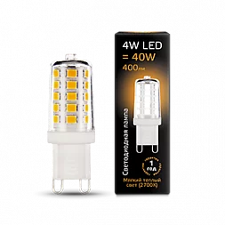 Упаковка 10 штук Лампа Gauss G9 AC185-265V 4W 400lm 2700K керамика LED 1/10/200