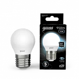 Лампа Gauss Шар 9.5W 950lm 4100K E27 LED 1/10/100